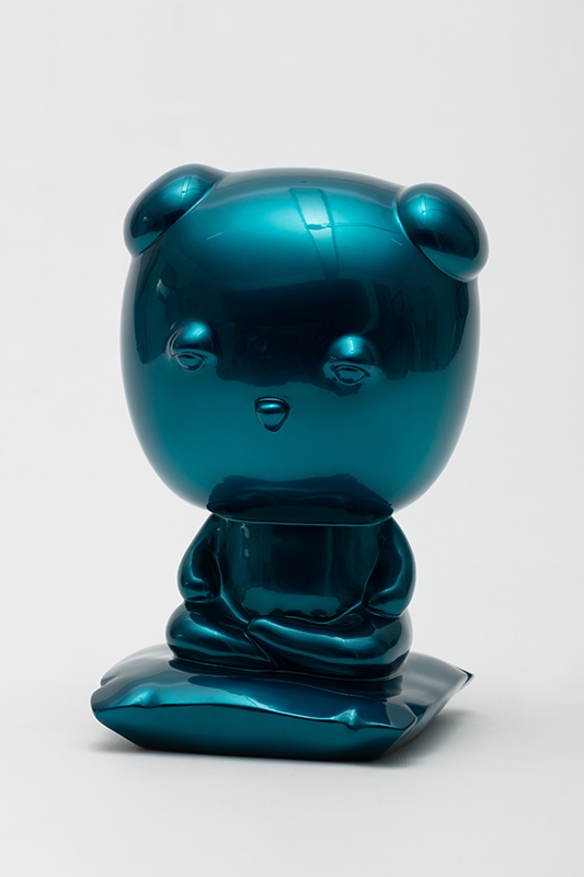 Meditating Teal Candy Sleebu, 17x17x26cm, candy paint on resin, 2023.jpg