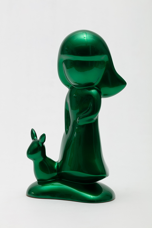 A Quiet Dialogue for Nostalgia - Green Alice and Ravi, 24x16x41cm, candy paint on resin, 2023.jpg