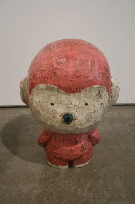 Wood Pink Kiki, 27x25x30cm, milk paint on wood, 2008.JPG